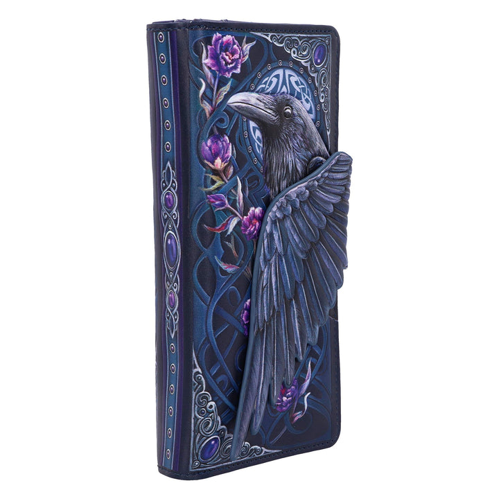 Ravens Flight Black Wing Floral Embossed Purse Wallet 18.5cm