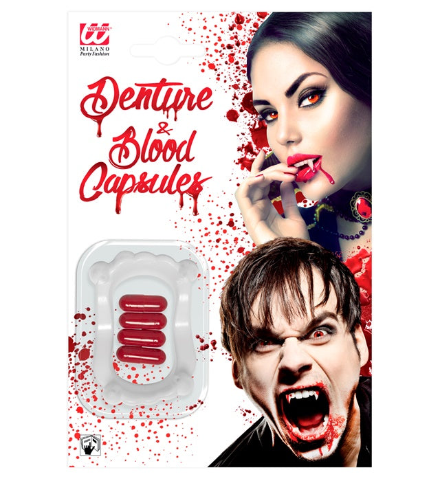 Vampire Denture With 4 Blood Capsules