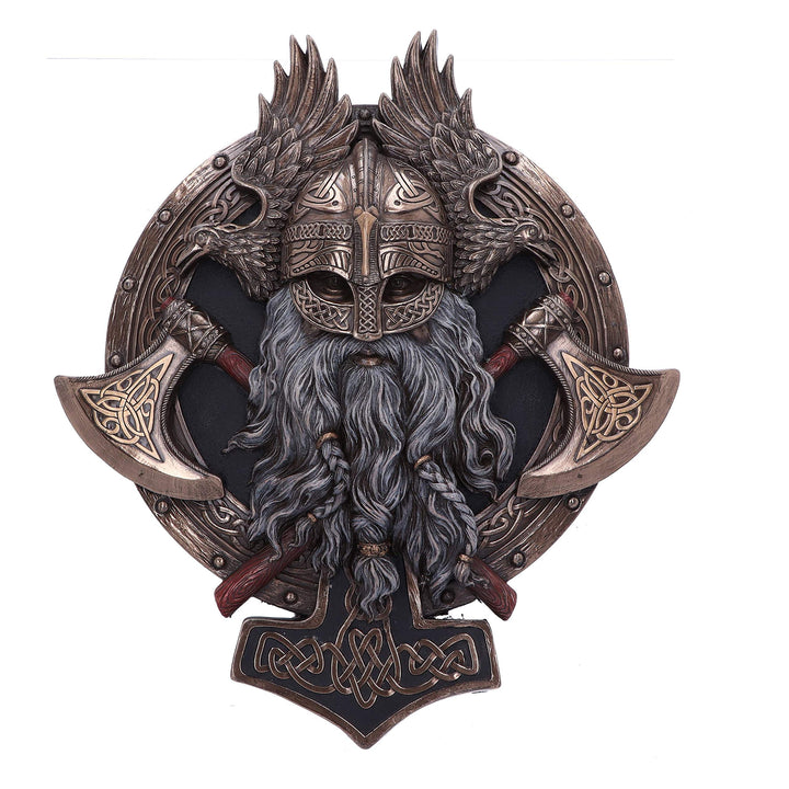 Bronze For Valhalla Viking Axe Hammer Raven Wall Plaque 27cm