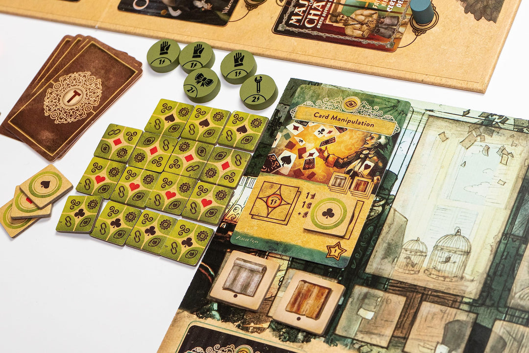 Mindclash Games Trickerion - Legends of Illusion Base Game | Victorian Steampunk Worker Placement Game for 2-4 Players | 48 Unique Trick Cards & Action Selection Mechanics