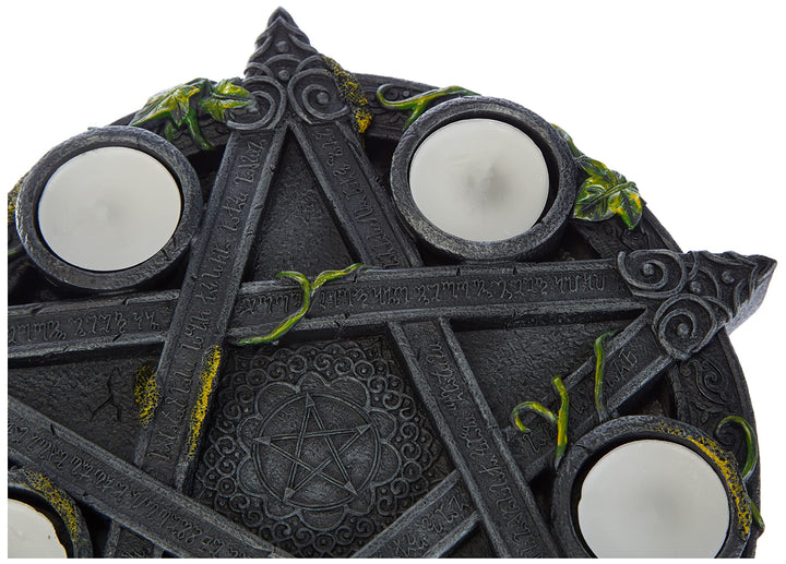 Wiccan Pentagram Tea Light Holder Gothic Witch Candle 25.5cm