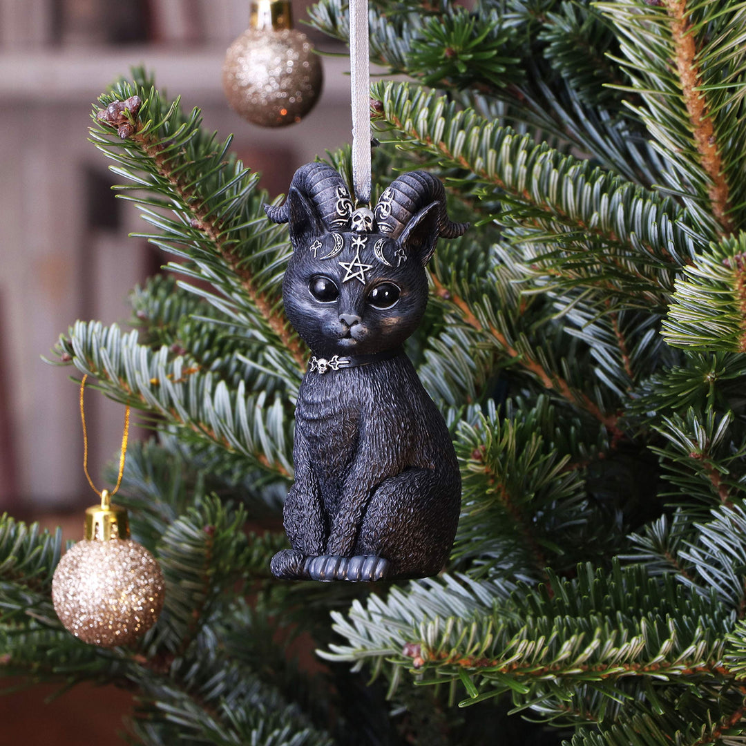 Pawzuph Black Horned Cat Hanging Decorative Ornament 10cm
