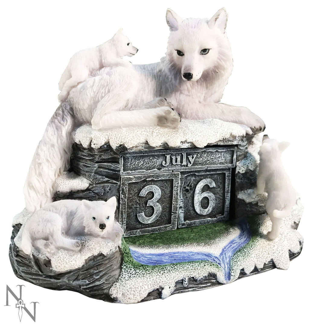 Mothers Watch White Wolf and Pups Calendar Mothers 13cm