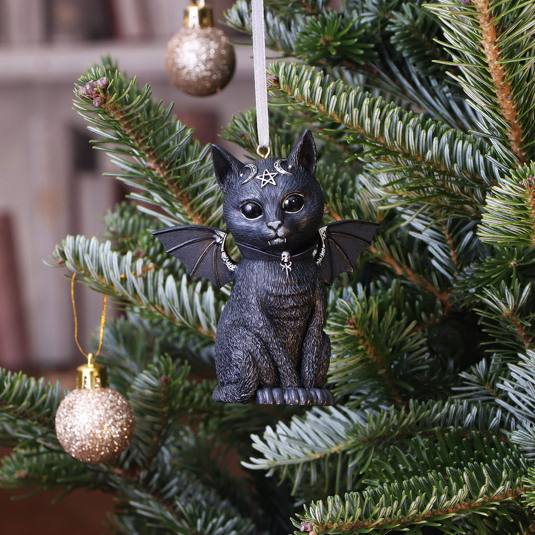 Malpuss Black Bat Cat Hanging Decorative Ornament 9.2cm