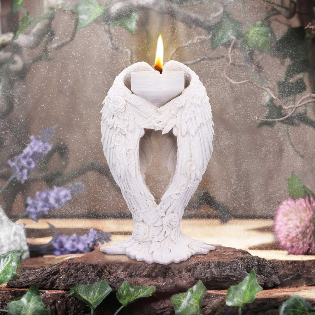 Floral Angel Wings Tea Light Candle Holder 17cm