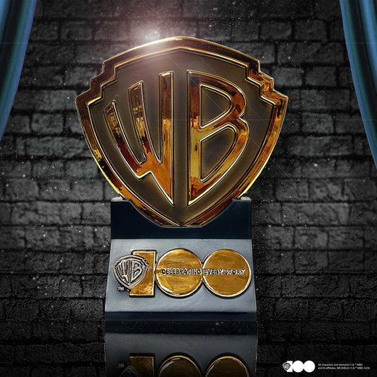 Warner Brothers Gold Commemorative Shield 20cm 100th Anniversary Plaque 2