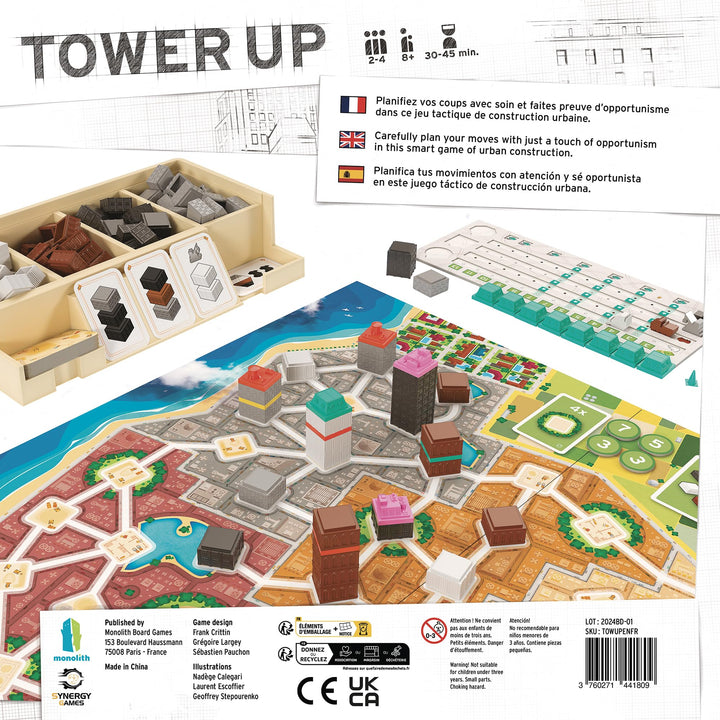 Monolith Board Games: Tower Up - City Building Board Game, Competitive Strategy, Urban Construction Plannning, Family, Ages 8+, 2-4 Players, 30 Min