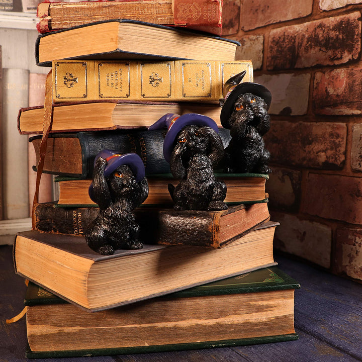 Three Wise Familiars See No Hear Speak Evil Black Cats Figurine 9.2cm