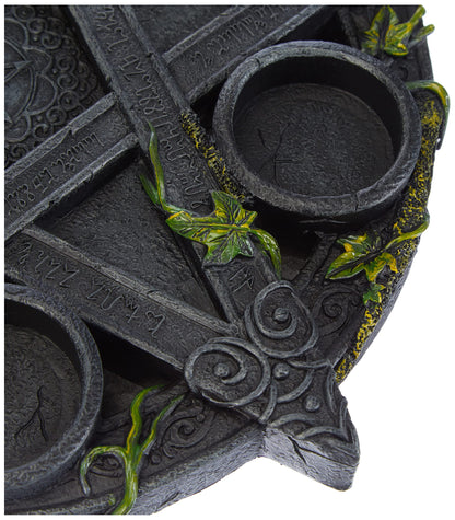 Wiccan Pentagram Tea Light Holder Gothic Witch Candle 25.5cm 5