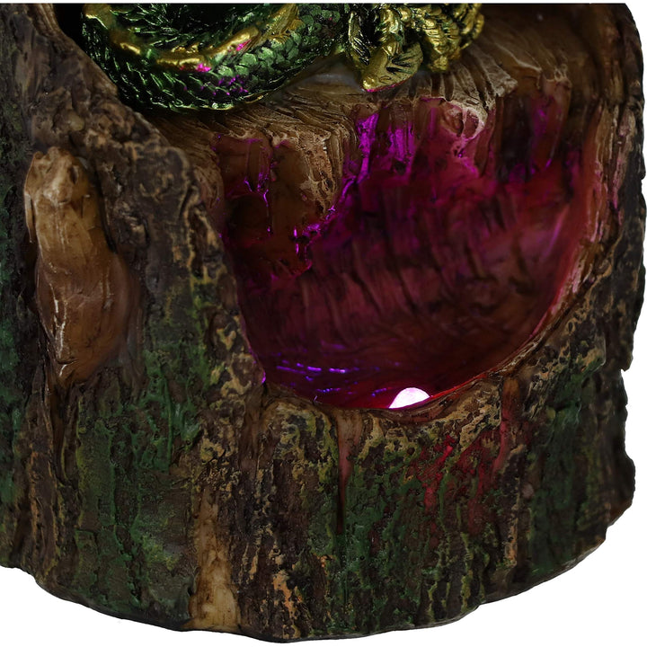 Arboreal Hatchling Green Dragon in Tree Trunk Light Up Figurine 10.8cm