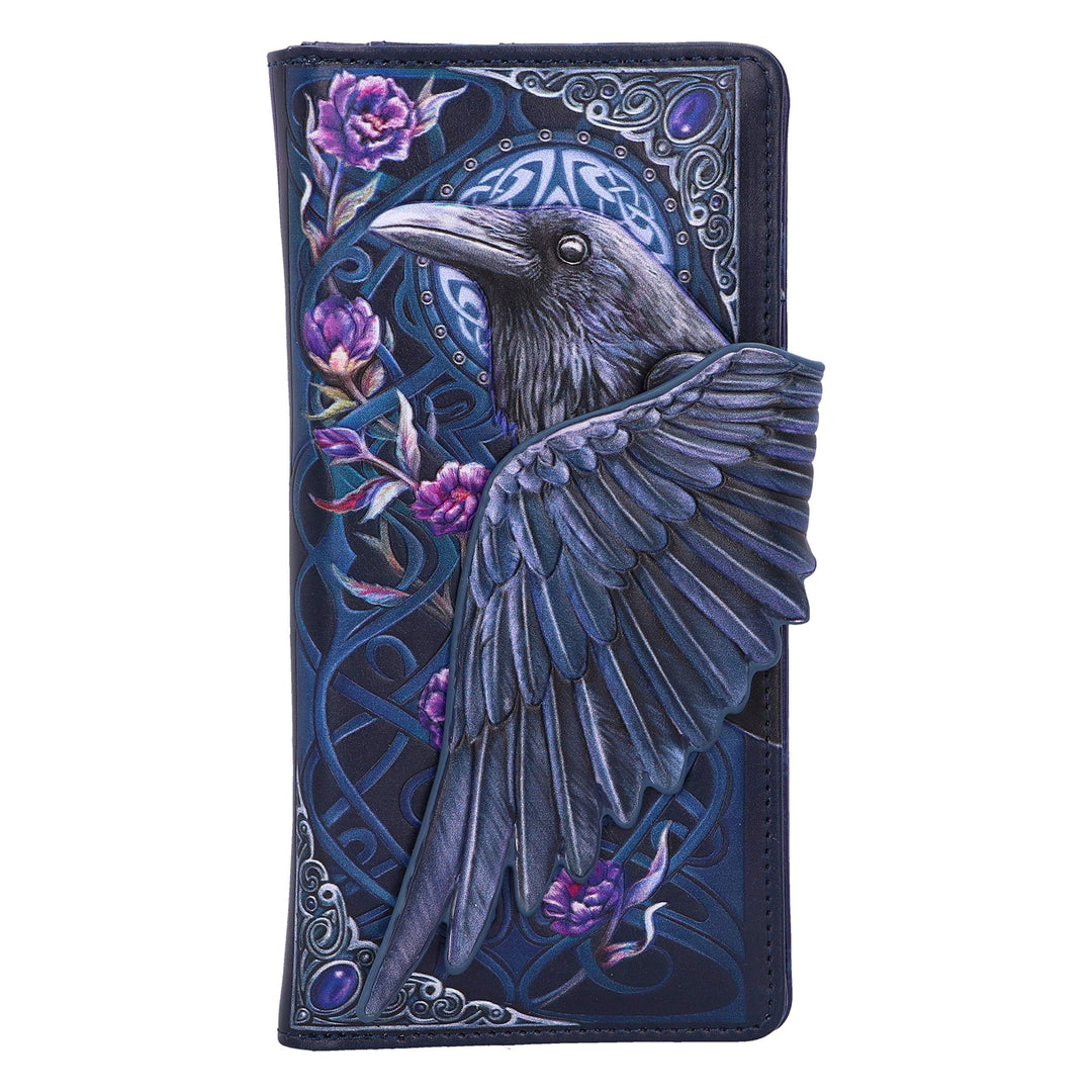Ravens Flight Black Wing Floral Embossed Purse Wallet 18.5cm