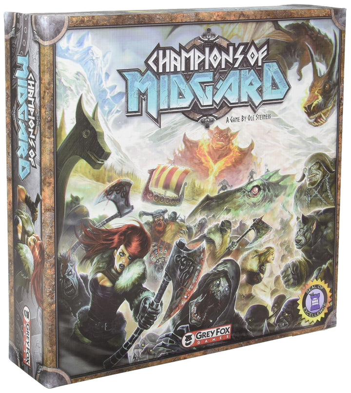 Grey Fox Games Champions of Midgard Strategy Board Game, 60-90 Minute Playing time, Ages 10 and up, 2-4 Players, Dice-Driven Combat to Gain The Most Glory & Become The Next Jarl