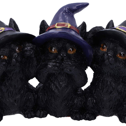 Three Wise Black Cats See No Hear Speak Evil Familiar Figurine 11.5cm 5