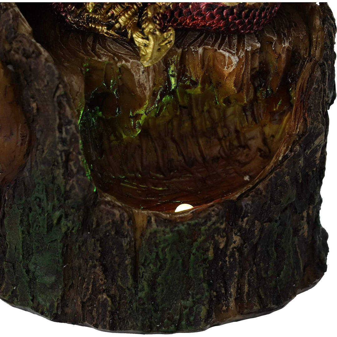 Arboreal Hatchling Red Dragon in Tree Trunk Light Up Figurine 10.8cm