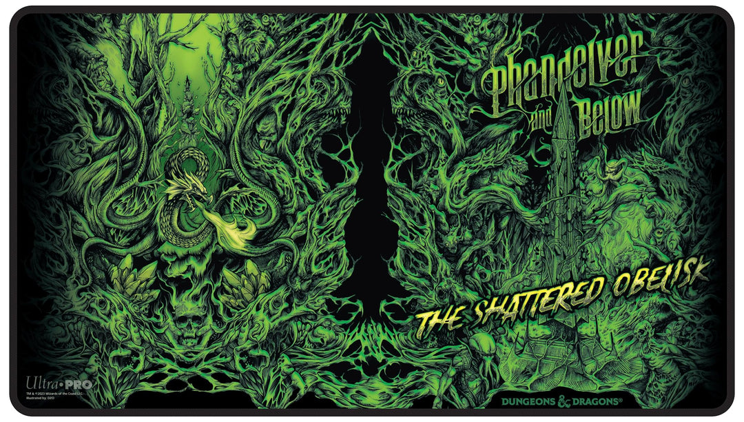 Ultra Pro - Black Stitched Playmat - Dive into Adventure with Alternate Artwork for Phandelver and Below: The Shattered Obelisk in Dungeons & Dragons, Protect Cards, Use as Oversized Mouse Pad