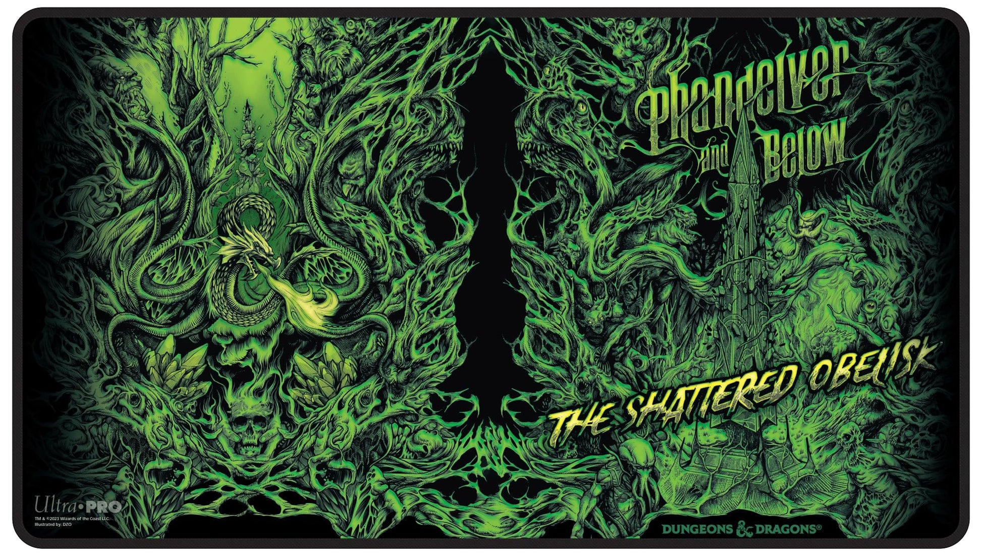 Ultra Pro - Black Stitched Playmat - Dive into Adventure with Alternate Artwork for Phandelver and Below: The Shattered Obelisk in Dungeons & Dragons, Protect Cards, Use as Oversized Mouse Pad 1
