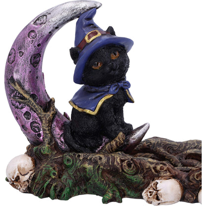 Grimalkin Witches Familiar Black Cat and Crescent Moon Incense Burner 29cm 6