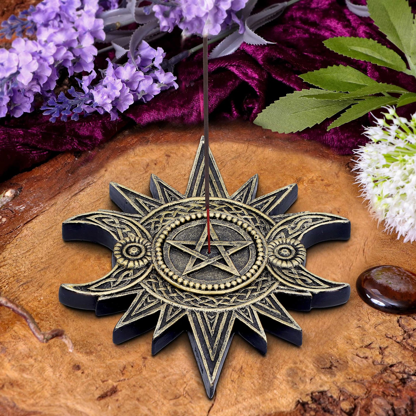 Celestial Worship Triple Moon Incense Burner 17.3cm 8