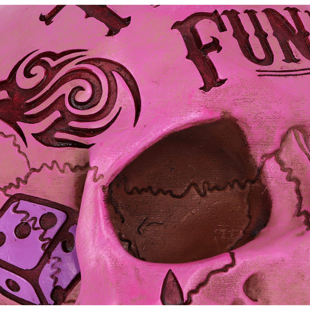 Pink Traditional Tribal Tattoo Fund Skull Money Box