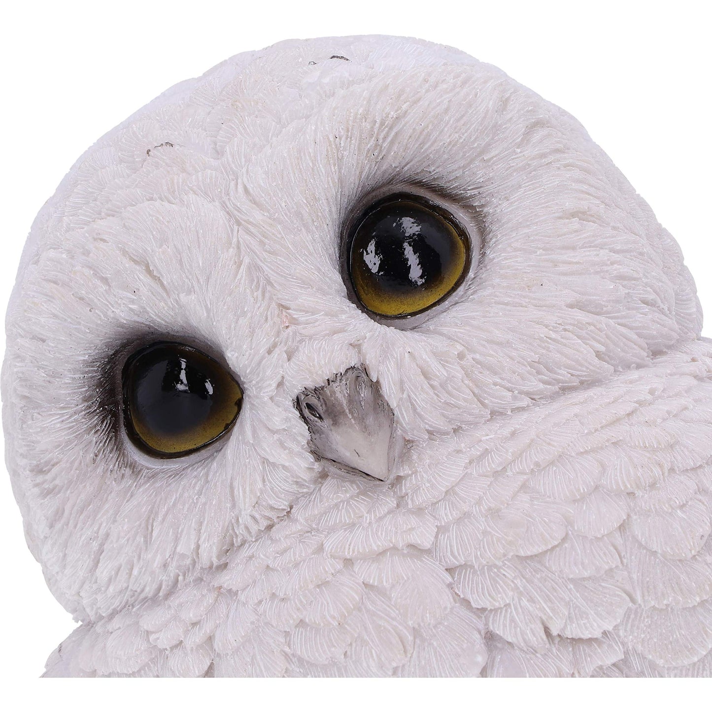 Feathers Cute Round Snowy Owl Figurine 12.5cm White Resin Statue 5