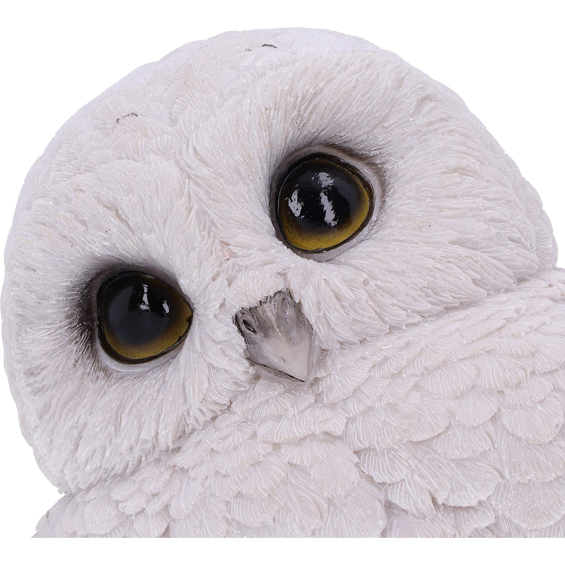 Feathers Cute Round Snowy Owl Figurine 12.5cm White Resin Statue 5
