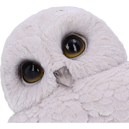 Feathers Cute Round Snowy Owl Figurine 12.5cm White Resin Statue 5