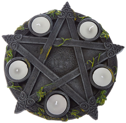 Wiccan Pentagram Tea Light Holder Gothic Witch Candle 25.5cm 3