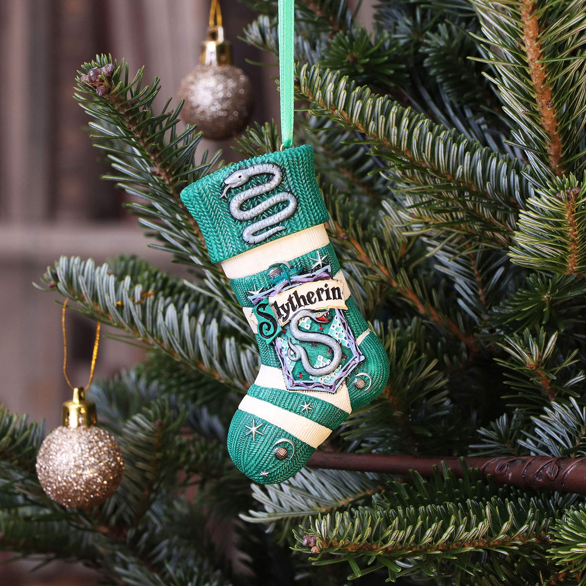 Harry Potter Slytherin Stocking Hanging Festive Ornament Officially Licensed 5
