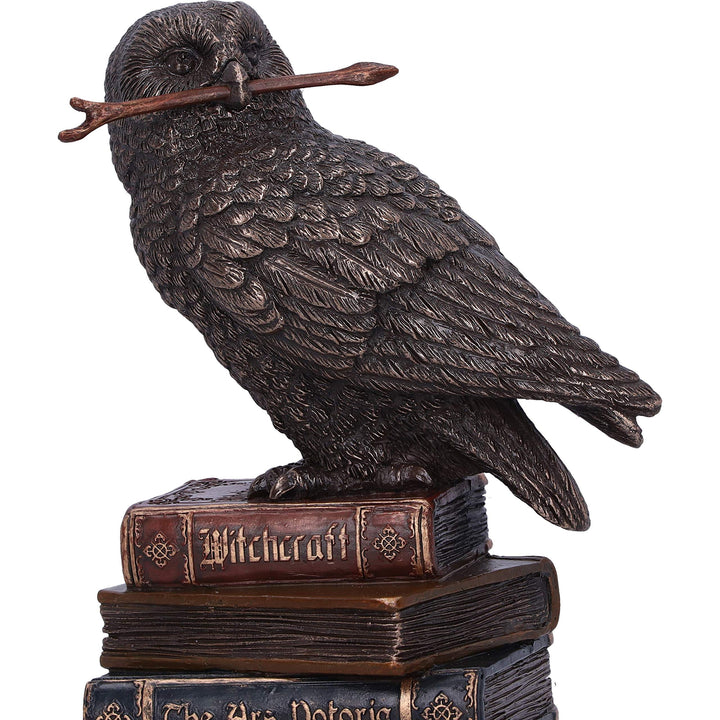 Bronze Spellcraft Witches Familiar Owl on Book Figurine 14cm