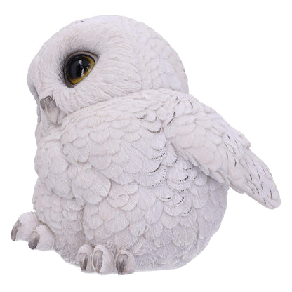 Feathers Cute Round Snowy Owl Figurine 12.5cm White Resin Statue 2