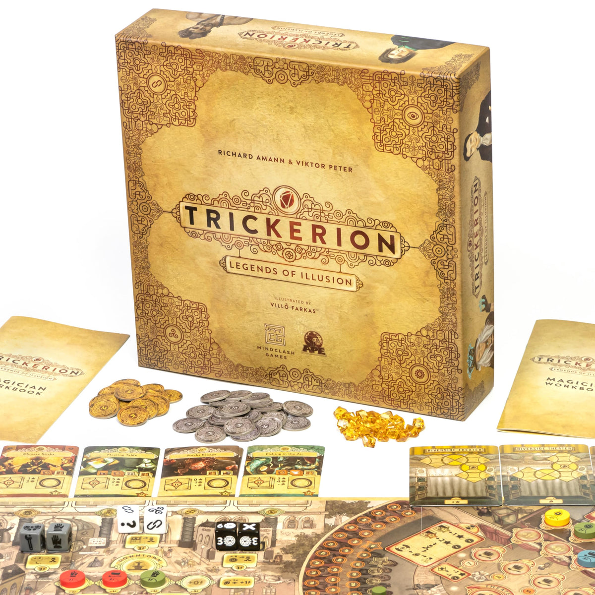 Mindclash Games Trickerion - Legends of Illusion Base Game | Victorian Steampunk Worker Placement Game for 2-4 Players | 48 Unique Trick Cards & Action Selection Mechanics 8