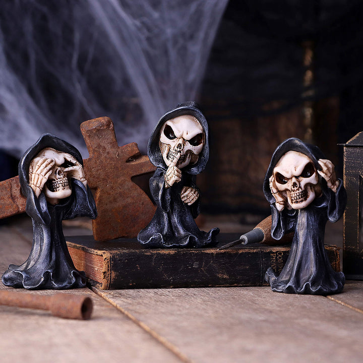 Three Wise Reapers 11cm See No Hear Speak Evil Cartoon Grim