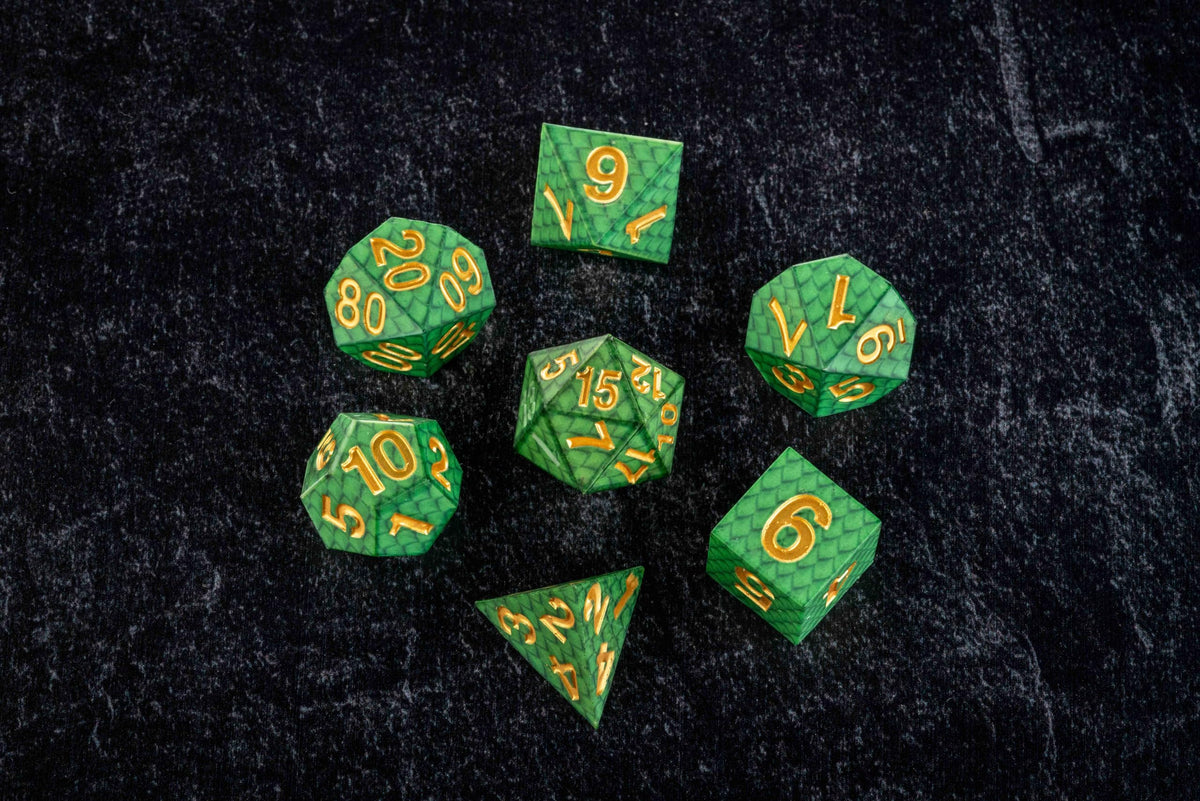 Silicone Dice Set Green Dragon Scales Dragon Storm FanRoll Gaming Accessory by Metallic Dice 5