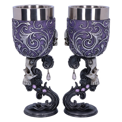 Deaths Desire Twin Skull Heart Set of Two Goblets 18.5cm 2 2
