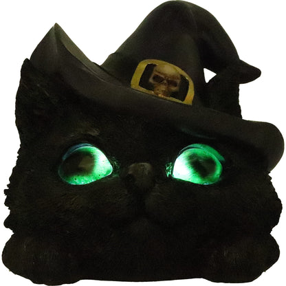 Familiar Grin Black Cat Head With Light Up Eyes 13.8cm 7