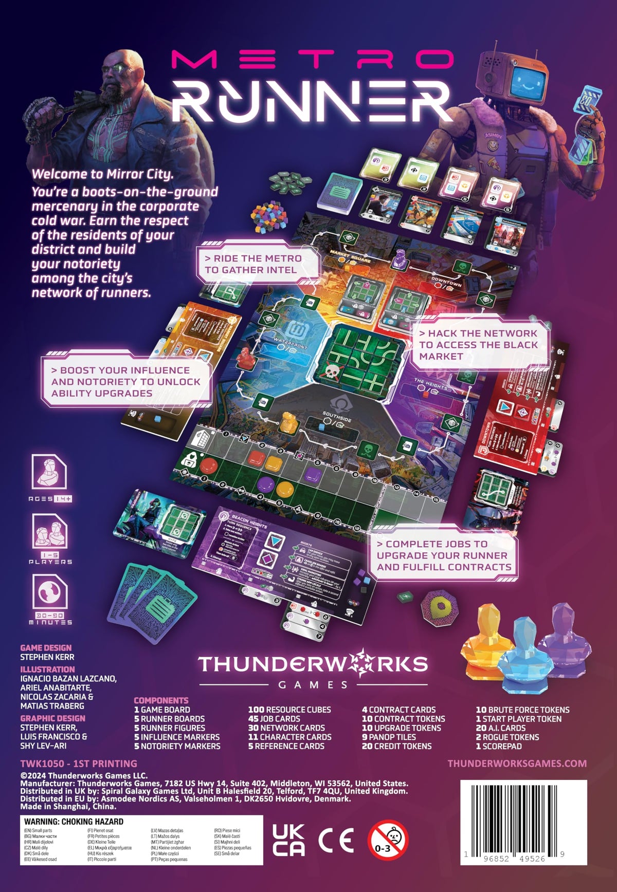 Thunderworks Games - Metrorunner | Strategy Board Game | Sci-fi Rondel Eurogame with Hacking Tile Puzzle | Worker Movement & Resource Collection | Family Game for 1-5 Players Ages 14+ 30-90 Minutes 9
