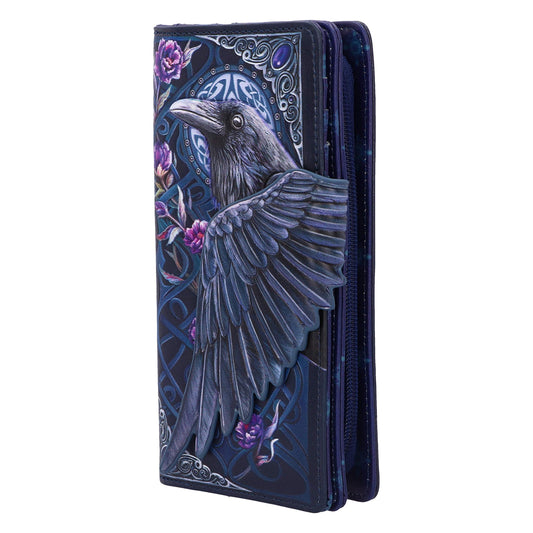 Ravens Flight Black Wing Floral Embossed Purse Wallet 18.5cm 2