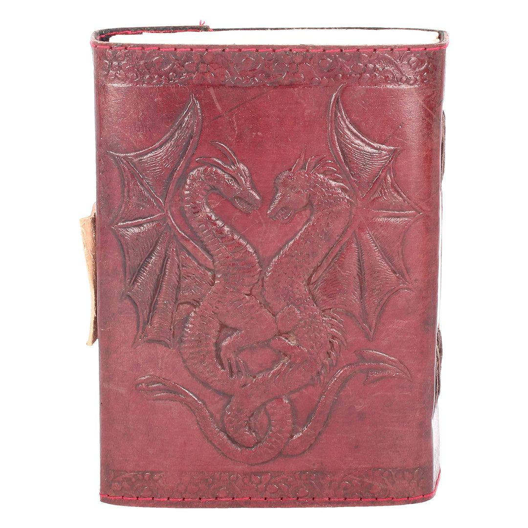 Lockable Double Dragon Leather Embossed Journal