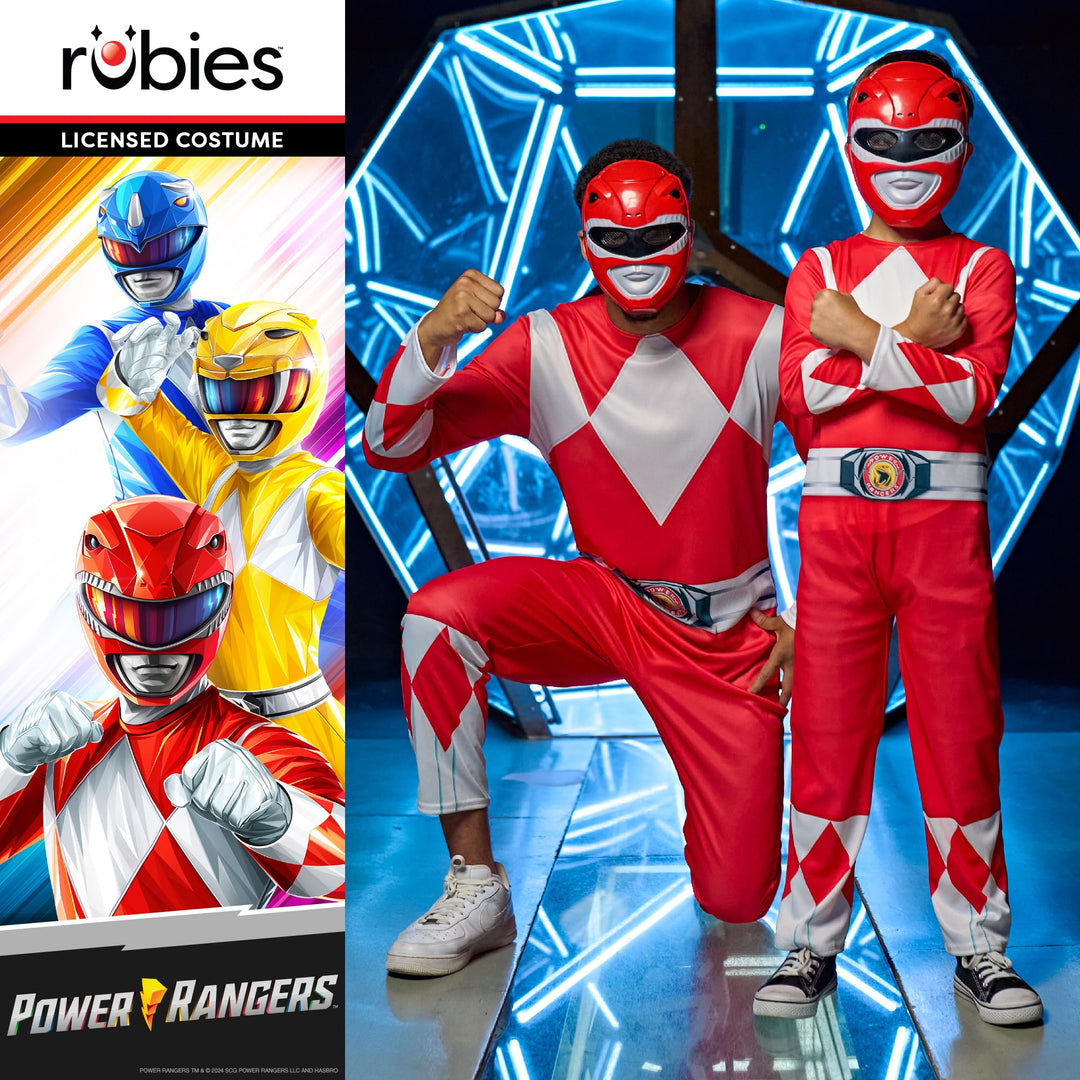 Rubie's 1001409S000 Adult Mighty Morphin Red Ranger Power Fancy Dress, 37" Chest