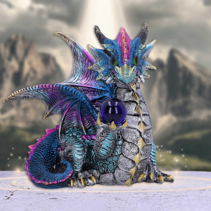 Orb Hoard Dragon Figurine Blue 15.5cm