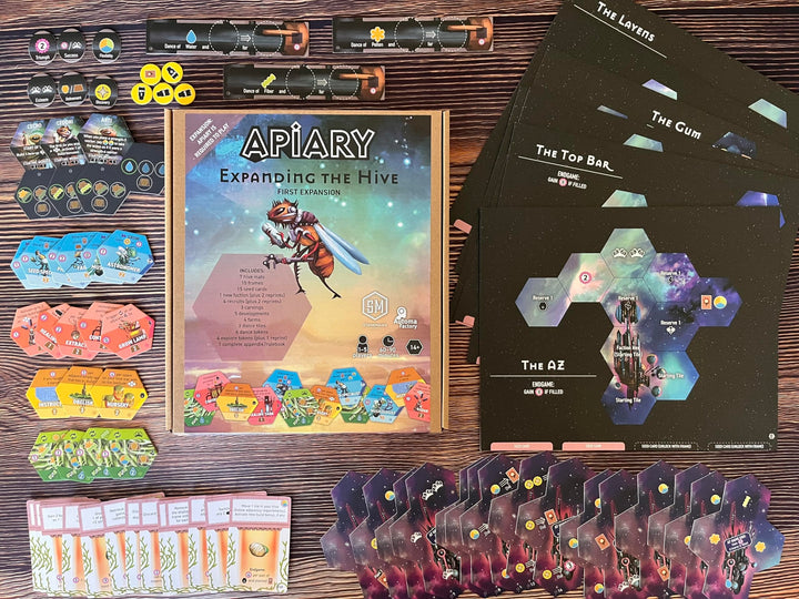 Stonemaier Games: Apiary: Expanding The Hive Expansion | New Unique Frames, Additional Tiles, and More! | Add to Apiary - A Strategy Board Game About Bees in Space | 1-5 Players, 90 Mins, Ages 14+