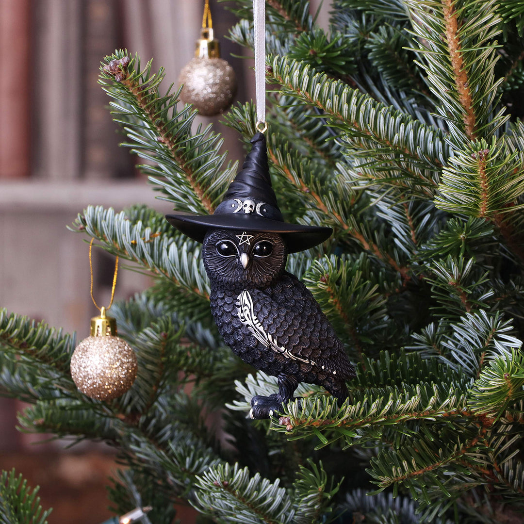 Owlocen Black Witch Owl Hanging Decorative Ornament 12cm