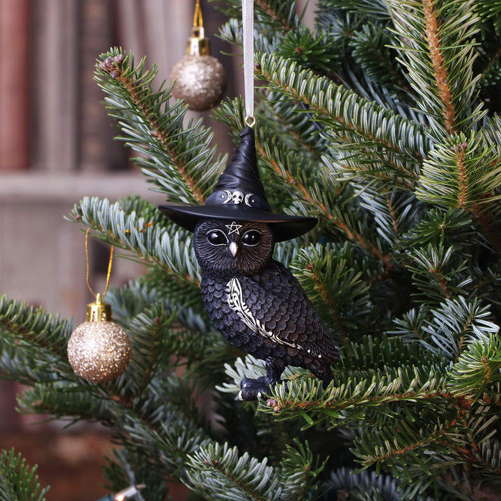 Owlocen Black Witch Owl Hanging Decorative Ornament 12cm