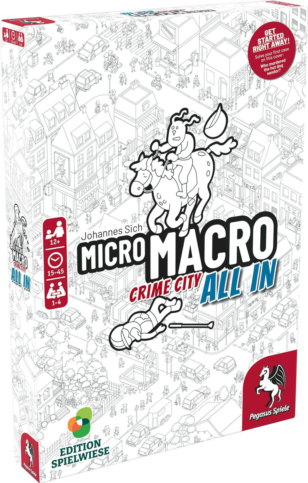 MicroMacro: Crime City 3: All in – Board Game by Pegasus Spiele - 1-4 Players – Board Games for Family – 15-45 Minutes of Gameplay – Games for Game Night – Teens and Adults Ages 14+ - English Version