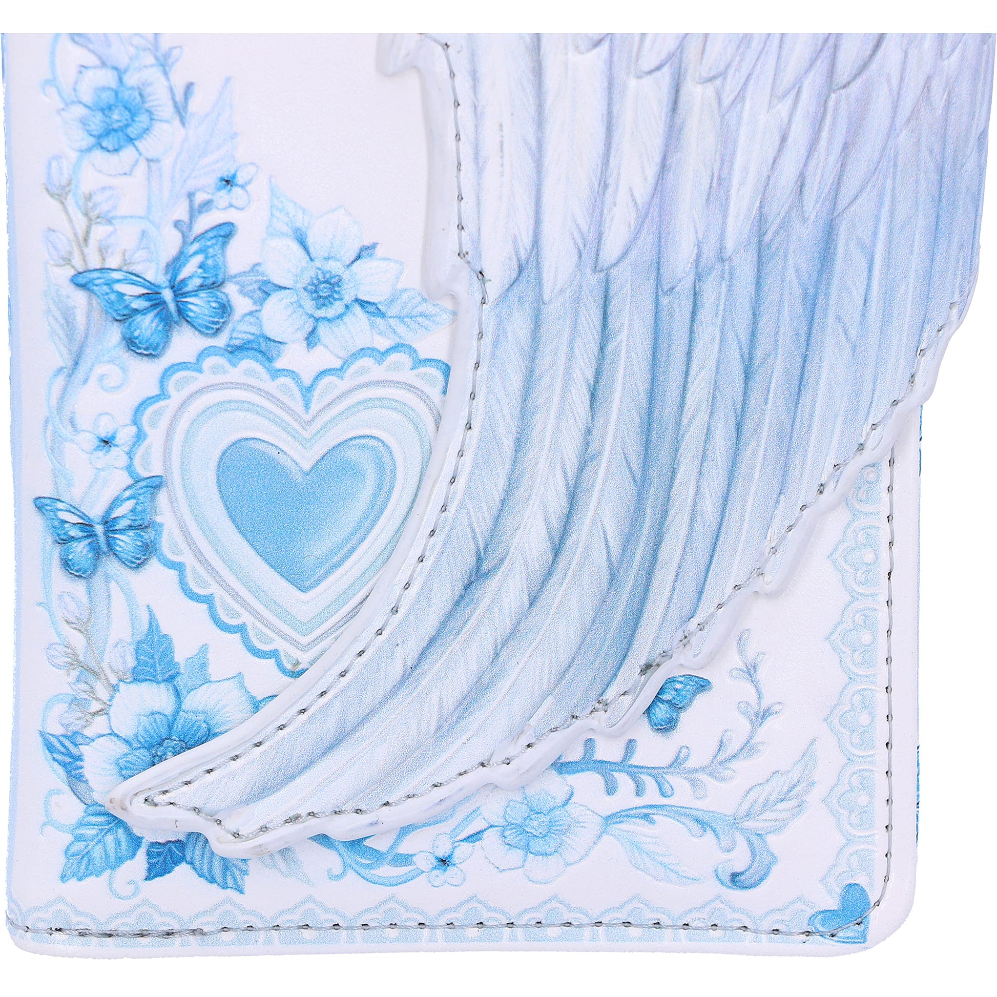 White Angel Wings Embossed Purse 18.5cm 5