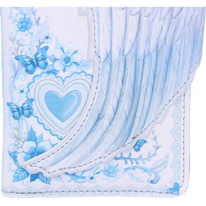 White Angel Wings Embossed Purse 18.5cm 5