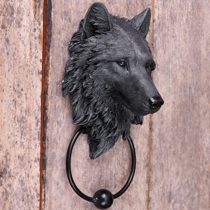 Dark Guardian Wolf Black Canine Door Knocker 22.8cm
