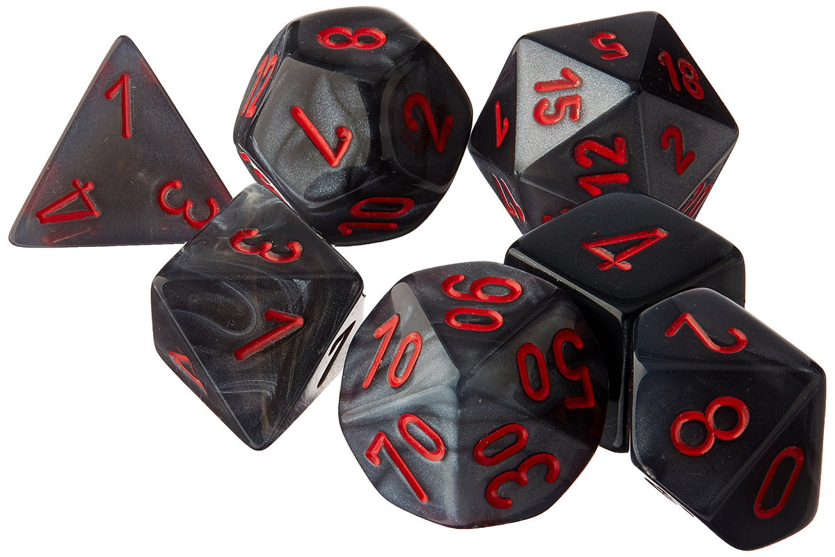 Chessex CHX27478 Dice-Velvet Set, Black/Red, Large (18mm - 25mm) 1