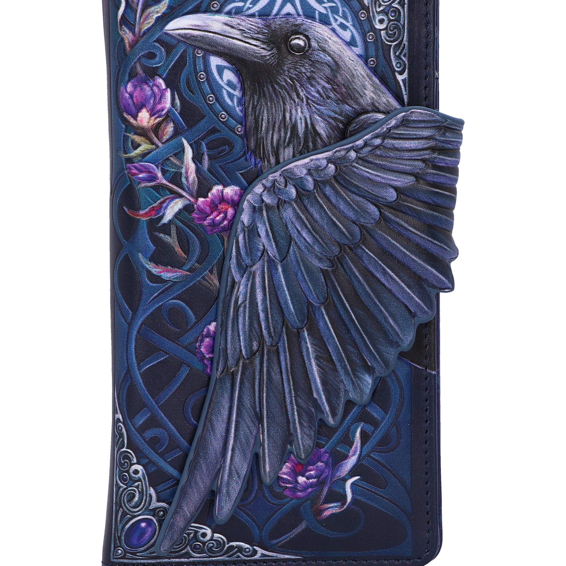 Ravens Flight Black Wing Floral Embossed Purse Wallet 18.5cm 5