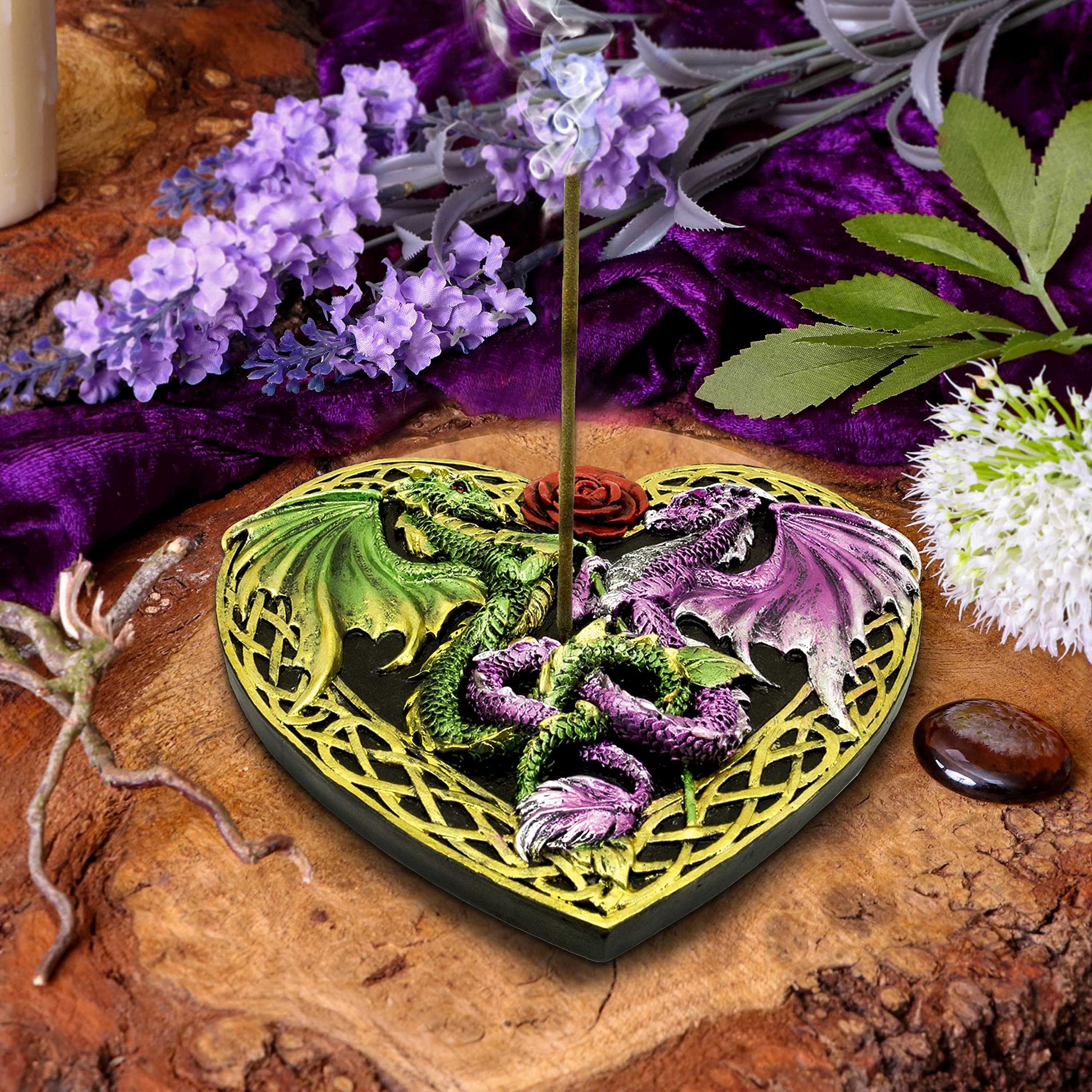 Dragon Love Heart Incense Burner 14cm 8